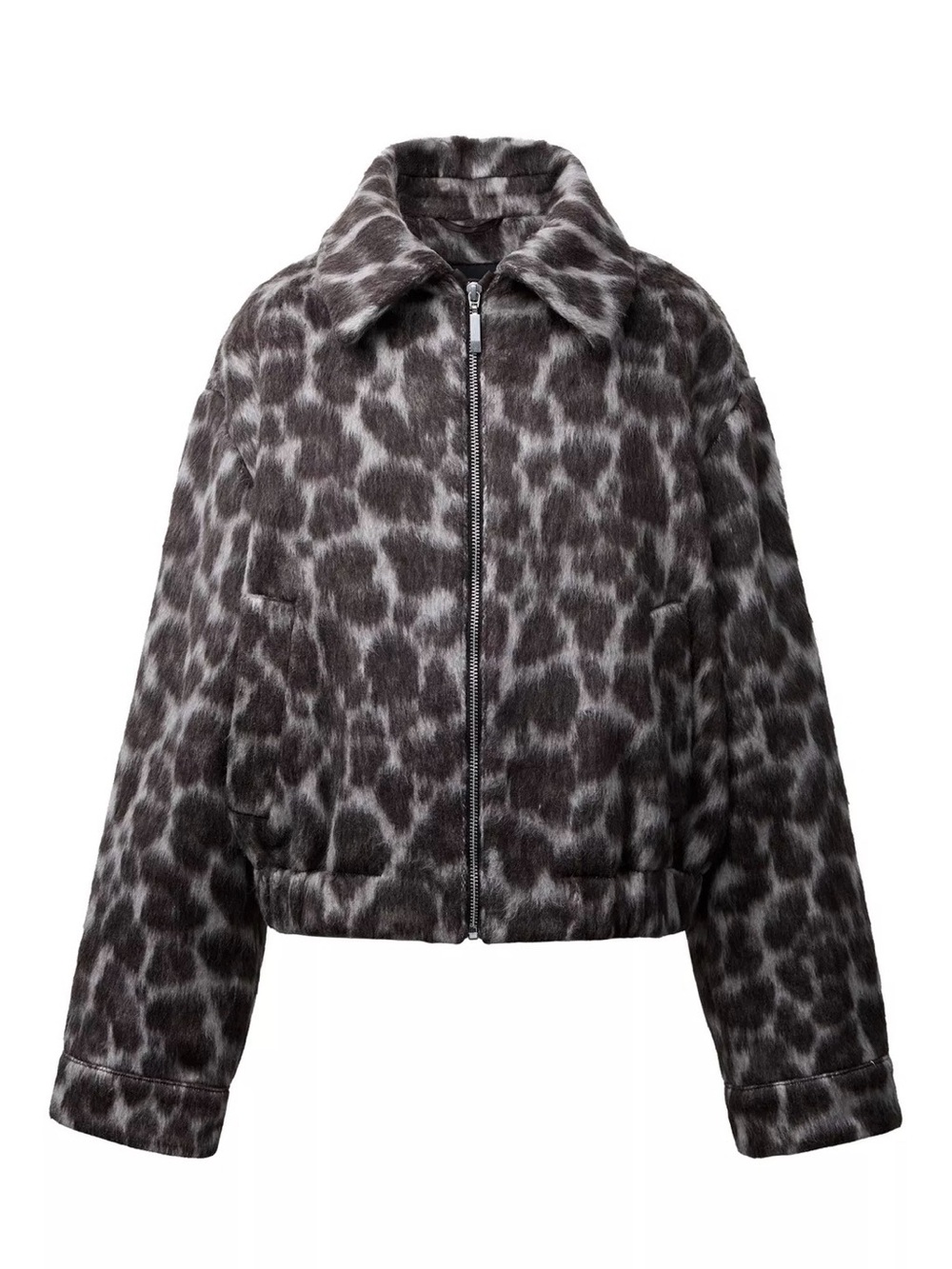 Zara Leopard Print Zip-Up Faux Fur Jacket